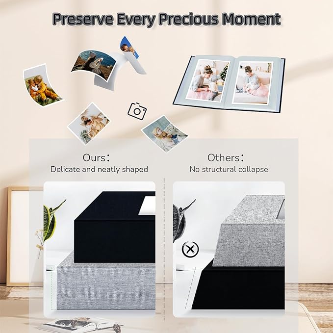 popotop Photo Album 4x6-100 Photos Photo Books with 100 Vertical Pockets,Linen Cover Albums for Family Wedding Anniversary Baby Vacation Pictures - Image 5