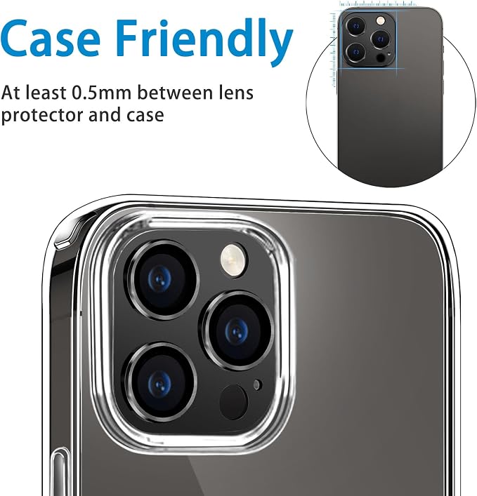 for iPhone 15 Pro and iPhone 15 Pro Max Camera Lens Protector, Anti-Scratch Tempered Glass Len Screen Protector Shockproof Full Protective Camera Cover Case Friendly Lens Cover-Black - Image 6