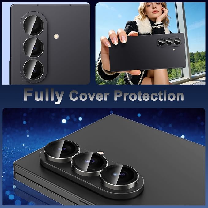 Meshine for Samsung Galaxy Z Fold 7 Camera Lens Protector,Scratch Proof,Strong Adsorption,9H Hardness with Metal Ring Camera Cover,Ultra Thin Case Friendly, Accessories Lens Protector,Black - Image 8