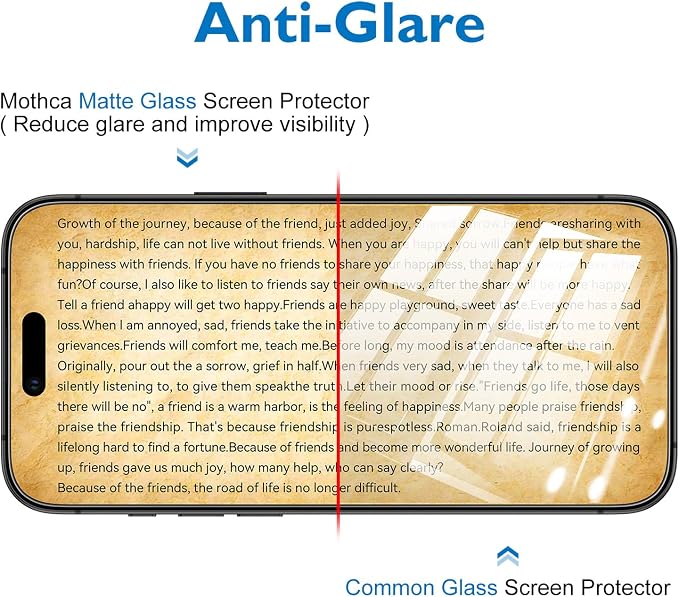 Mothca 2 Pack Matte Glass Screen Protector for iPhone Air / 17 Air [6.5 inch] + 2 Pack Camera Lens Protector, Anti-Glare & Anti-Fingerprint Case Friendly Tempered Glass, Bubble Free, Smooth as Silk - Image 2