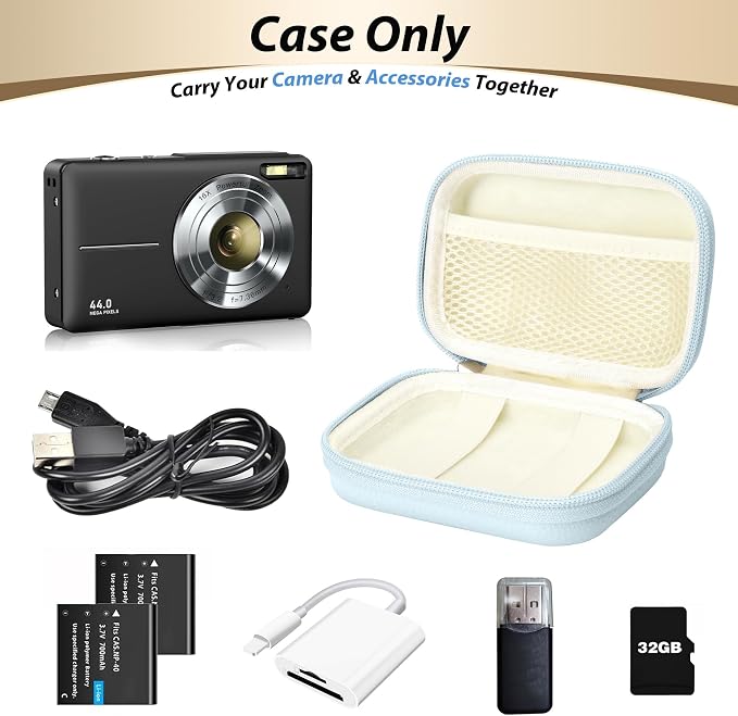 Digital Camera Case for KODAK PIXPRO FZ55/FZ45, Case Only, Blue | Fits CAMKORY DC403 and Canon PowerShot ELPH 360 HS Compact Digital Cameras, Small Hard Shell Camera Pouch with Mesh Pocket - Image 4