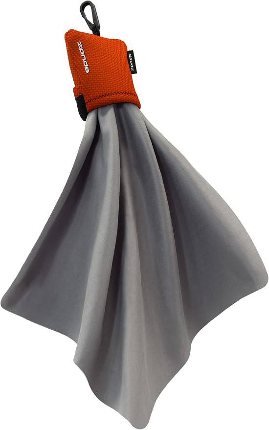 SPUDZ Ultra Microfiber Lens Cleaner with Closeable Bottom – Clip-On Pouch, Washable – for Binoculars, Scopes, Glasses, Screens | Ultra Blaze Orange, 10 x 10 Inch by SPUDZ