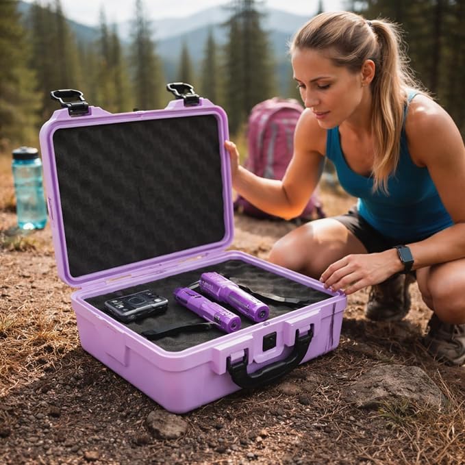 Relaxweex 1 Pcs Waterproof Hard Case with DIY Customizable Foam Insert Portable Protective Case with Knife for Camera Drones Equipments Tools Test Instruments(Purple,14.3 x 11.4 x 4.5 Inch) - Image 6