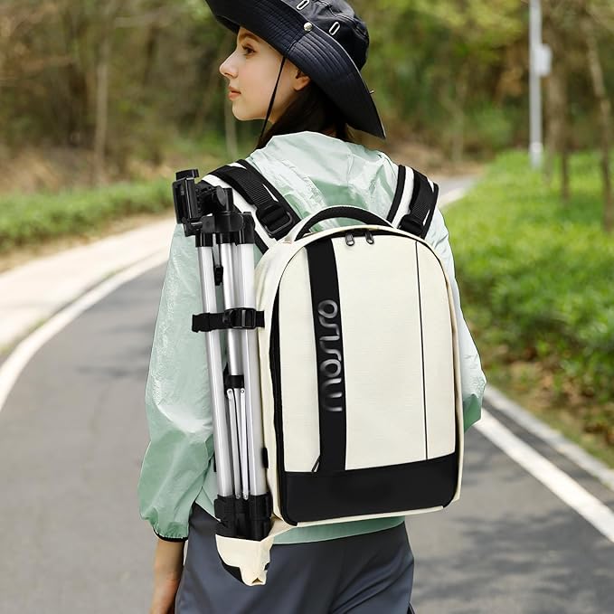 MOSISO Camera Backpack,Photography Backpack Padded Camera Bag, Beige | DSLR/SLR/Mirrorless Shockproof Camera Bag with Customized Modular Inserts&Tripod Holder Compatible with Canon,Nikon,Sony - Image 6