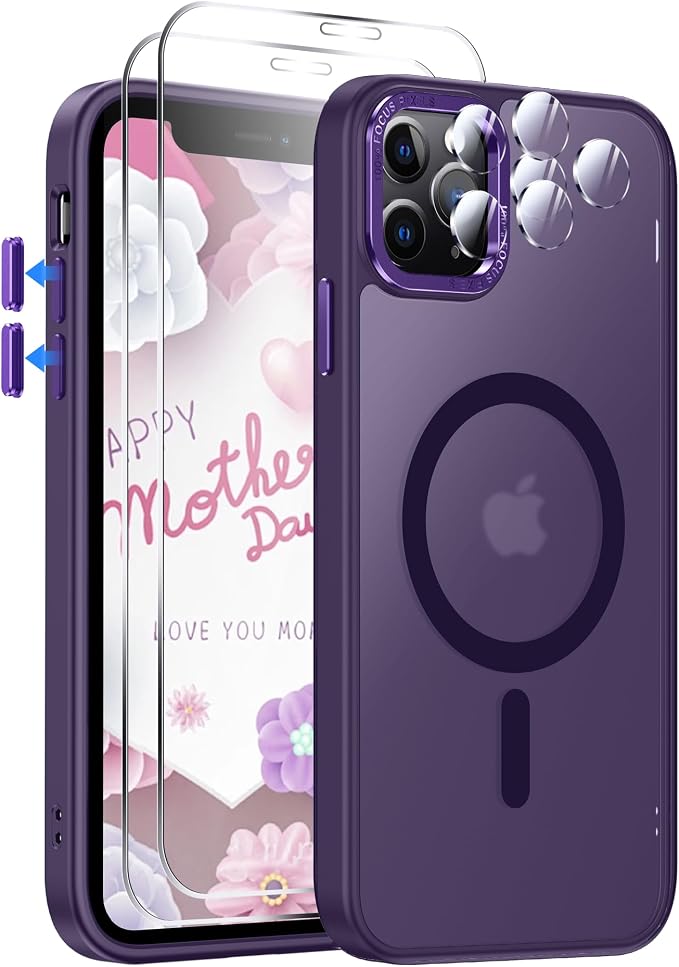 LeYi for iPhone-11-Pro-Max Cases Purple with Screen Protector X2 + Camera Cover X2:[ MagSafe Compatible] Magnetic Military Grade Protective Phone Case for iPhone 11promax i Phone 11pro max, Purple by LeYi