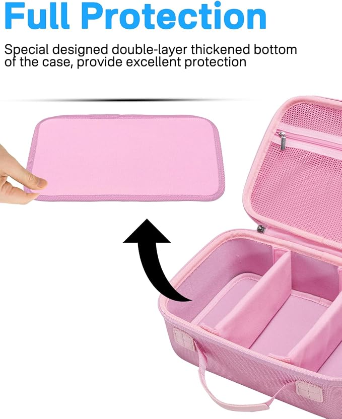 RAIACE Hard Carrying Case Compatible with Canon EOS Rebel T7/ T100/ T6/ R100/ R50/ R5/ R7/ R8, for Sony, for Nikon Camera. Large Capacity Camera Bag for Lens, Cables, Cards and Accessories. - Pink - Image 5