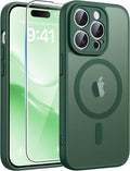 FNTCASE for iPhone 14 Pro Case, Compatible with Magsafe, Screen Protector | Full Camera Protection, Translucent Matte, 14FT Military Grade Drop Proof, Shockproof Protective Phone Cover, Green by FNTCASE