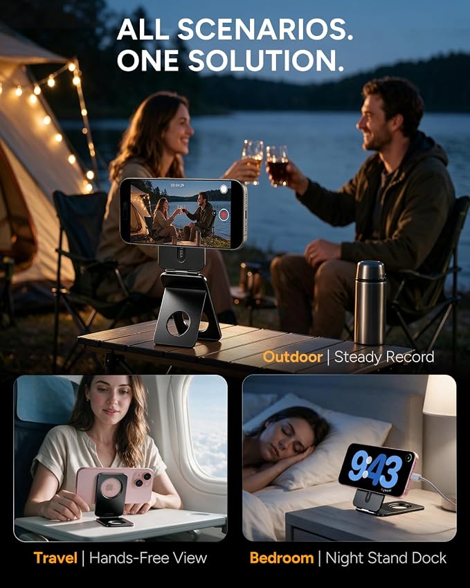 1ST IDEA for MagSafe Tripod Stand Ultra-Thin 0.23" | Aluminum Alloy Magnetic Tripod for iPhone, Flexible 20x Magnet Phone Stand Gift Accessories for Women Men for iPhone 17 16 15 14 13 12 Series - Image 5