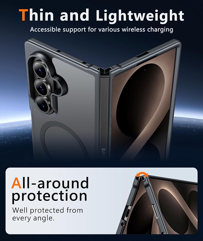 FNTCASE for Samsung Galaxy Z Fold 8 Ultra / Z Fold 7 Case, Fit for Magsafe | Screen Protector, Translucent Matte, 18FT Military Grade Drop Protection, Shockproof Protective Phone Cover, Black - Image 4