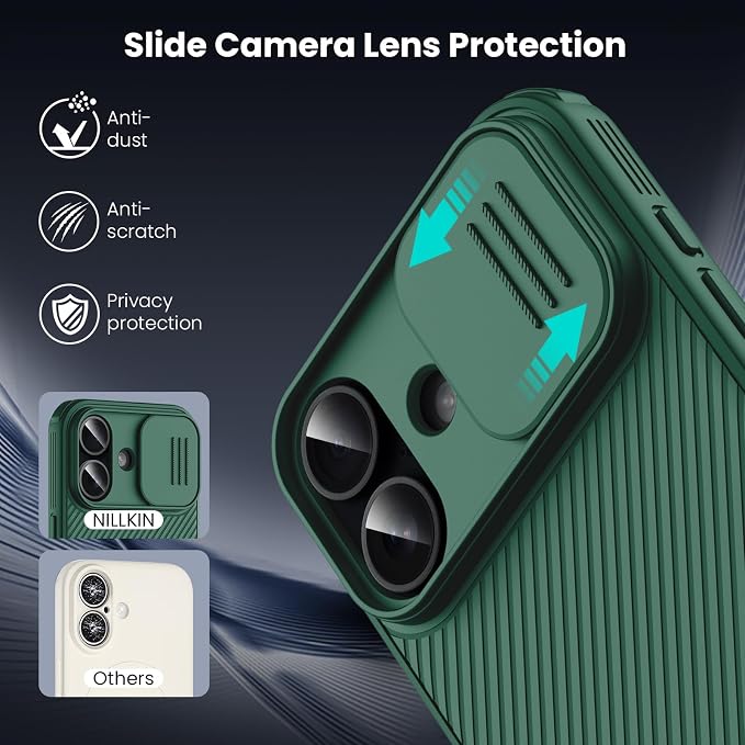 Nillkin for iPhone 17 Case with Slide Camera Cover & Thin Slim Fit | Shockproof Protective | Protector Privacy | Phone Case Camera Lens Protector, Green - Image 2
