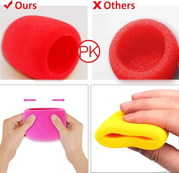 Microphone Covers Foam,20 Pack Thick Handheld Stage Microphone Windscreen Microphone Cover Foam Karaoke DJ Microphone Covers Disposable(10 Color) - Image 4
