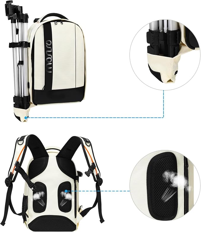 MOSISO Camera Backpack,Photography Backpack Padded Camera Bag, Beige | DSLR/SLR/Mirrorless Shockproof Camera Bag with Customized Modular Inserts&Tripod Holder Compatible with Canon,Nikon,Sony - Image 4