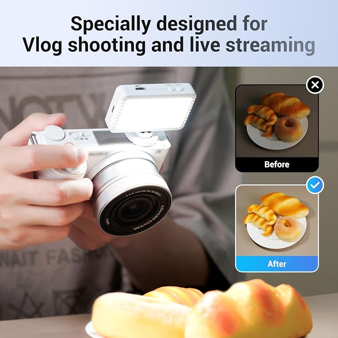Kiwifotos Mini LED Video Light for Sony ZV-E10 II ZVE10 ZV-1F ZV1F ZV-1 ZV1 | for Canon PowerShot V1 EOS R50V & More Cameras, Flash Attachment Accessories for Vlog Shooting Record, Portable Rechargeable - Image 2