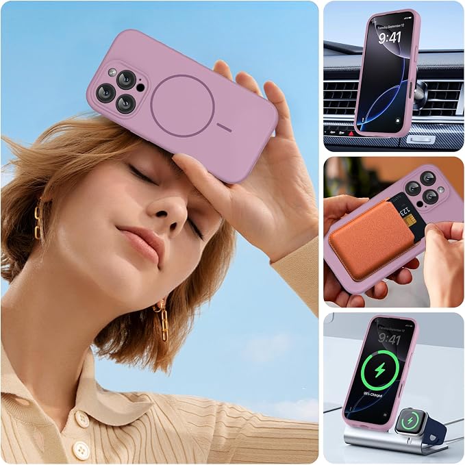 miracase Magnetic for iPhone 16 Pro Case, [Soft Anti-Scratch Microfiber Lining], Compatible with MagSafe, Liquid Silicone Case Shockproof Drop Protection Phone Case for 16 Pro,Blackcurrant | Compatible with MagSafe, Soft Microfiber Lining, Liquid Silic... - Image 6