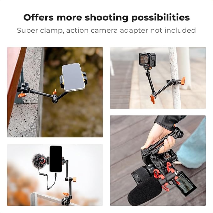K&F CONCEPT 9.8" Magic Arm, 1/4" Screw Camera Mount Arm 360° Ball Heads | for DSLRs, Monitor, Flash, LED Light, Microphone, Camera Cage, Action Camera, MS32 - Image 7
