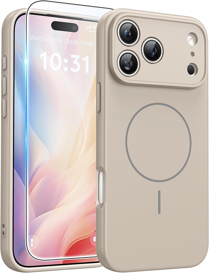 FNTCASE for iPhone 17 Pro Max Case, Fit for Magsafe, Screen Protector | Full Camera Protection, Integrated Silicone, 14FT Military Grade Drop Proof, Shockproof Protective Phone Cover, Full White by FNTCASE