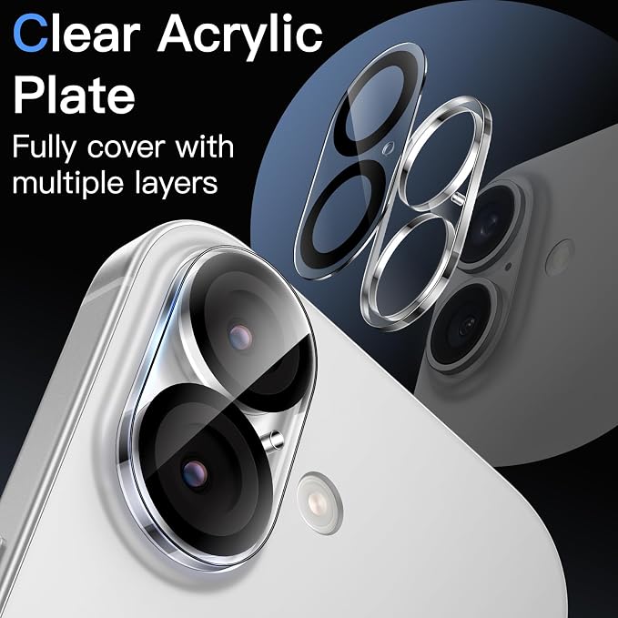 JETech Camera Lens Protector for iPhone 17, Clear, 3-Pack | 9H Tempered Glass, HD Clear, Anti-Scratch Protection, Night Shot Compatible, Case-Friendly - Image 3