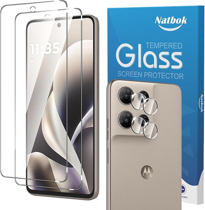 2+2 Pack for Moto G Power 2026 Screen Protector with Camera Lens Protector,Full Coverage 9H Tempered Glass Film,HD Clear Scratch Resistant,Bubble-Free for Moto G Power 5G 2026 Screen Protector by Natbok
