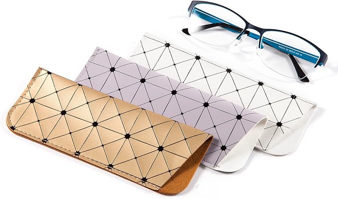 TRIUMPH VISION 3 Pack Reading Glasses Pouch Soft Case Eyeglass Sleeve Slim | Alternative to Bulky Case in bag, Lightweight Lined Padded Protect Optical lens Slip in, Cute Pattern Portable for Daily Use - Image 5