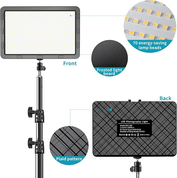 LED Video Light Kit 2Pcs, Hagibis Studio Lights 18 Color Filters for Photography Lighting with Adjustable Tripod Stand Streaming Lights for Photo Camera Recording Computer Zoom Stream TikTok YouTube - Image 5