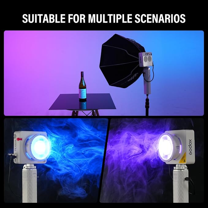 Godox ML100R RGB LED Video Light with 25600mAh Grip 110W Full-Color | Portable Video Light 1800K-10000K CRI 97+/TLCI 98+, 14 FX Effects APP Control for Streaming/Outdoor Photography - Image 3