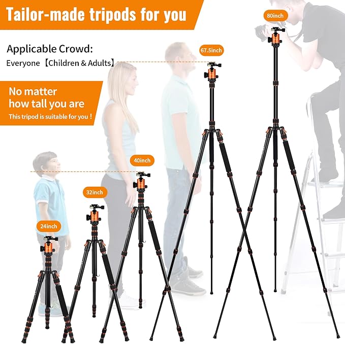 Victiv Camera Tripod, 80" Ball Head Tripod with Carry Bag & Phone Holder | Aluminum Heavy Duty Tripod Stand, 2-in-1 Camera Tripods & Monopods, Compatible for DSLR Binoculars Spotting Scope Telescope - Image 4