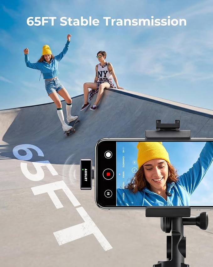 Wireless Lavalier Microphone for iPhone & Android, Mini Clip-On Lapel Mic with 25H Charging Case, AI Noise Reduction, 3 Voice Modes for Vlogging, TikTok & Live Streaming - Image 6