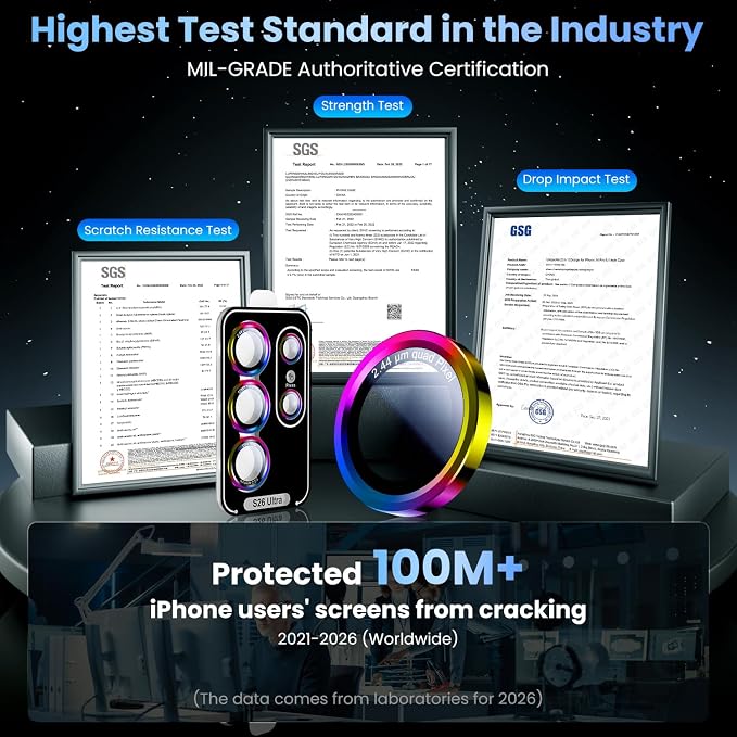 Uyiton for Samsung Galaxy S26 Ultra Camera Lens Protector, Unique Design | Case-Friendly, Ultra-Thin, Military-Grade Sapphire Glass with Aluminum Metal Rear Camera Screen Cover, Colorful - Image 6