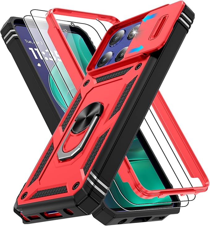 Gritup for Motorola Moto G Stylus 5G 2026 Case: G Stylus 5G 2025 Case with Screen Protector*2 [Magnetic Stand] [Slide Camera Cover] Shock Proof Military-Grade para G Stylus-5G-2025 Red+Black by Gritup