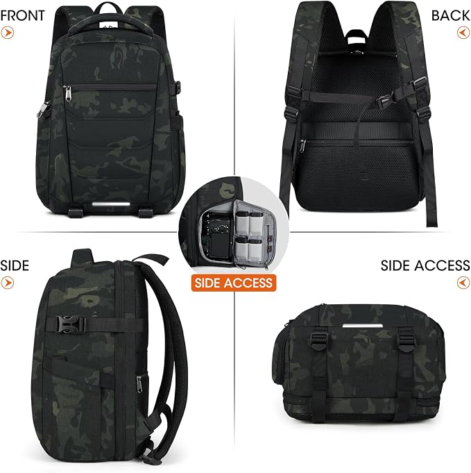 SDYSM Camera Bag Backpack Professional for DSLR SLR Mirrorless Camera | 14 Inch Waterproof Camera Laptop Backpack with Rain Cover Anti Theft Travel Case Large Photography Backpack, Camouflage - Image 8