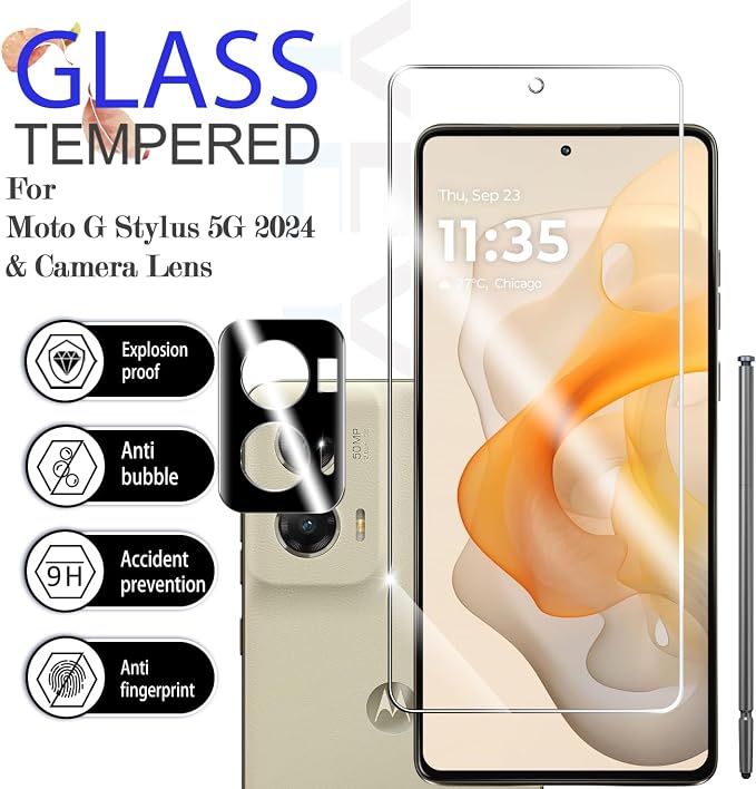 Moto G Stylus 5G-2024 HD Clear Tempered Glass Screen Protector + Camera Lens Protectors, [2+2 Pack] [Case Friendly] [Anti-Glare] [Bubble-Free] Screen Protector For Moto G Stylus 5G-2024 - Image 2