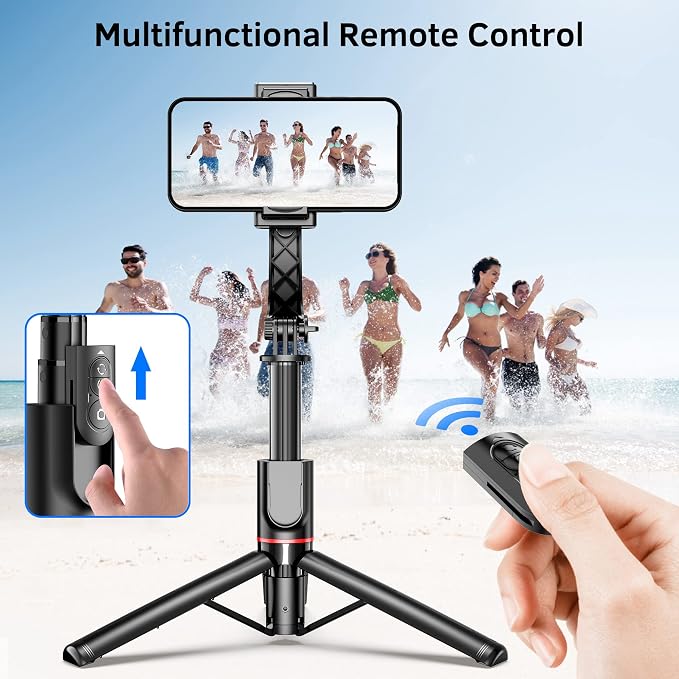 Smartphone Gimbal Stabilizer with Remote, Aluminum Extendable Selfie Stick Tripod, 360° Automatic Rotation, Auto Balance for Live Video Recording, Vlogging, YouTube Compatible with iPhone and Android - Image 4