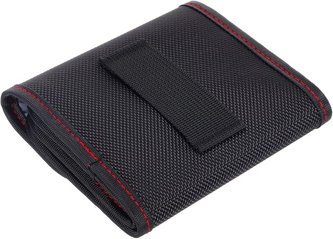PATIKIL Lens Filter Case, 3-Pocket Camera Filter Case Portable Lens Filter Pouch Photography with Belt Loop Fit Camera Bag Strap Pocket Drone for 25mm-82mm, Black Red - Image 3