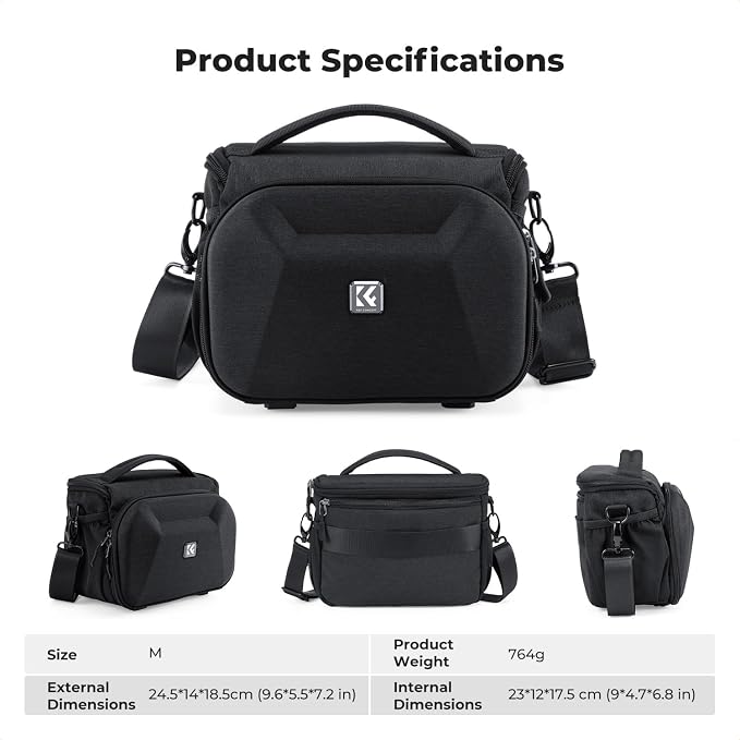 K&F CONCEPT Camera Sling Bag, Hardshell Crossbody Bag with Tripod Holder | EVA Hardshell, Foam Padded, Double-Zip Access, Mesh Pockets, Flexfold Divider for Street & Travel, for Canon/Nikon/Sony, BS14 - Image 7