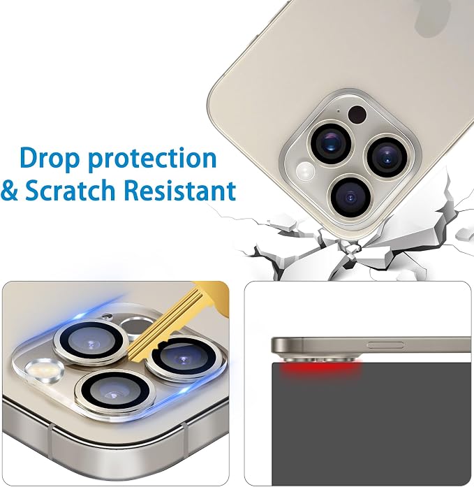 3 Pack Dengduoduo Tempered Glass Camera Lens Protector for iPhone 15 Pro 6.1" & for iPhone 15 Pro Max 6.7", Ultra HD, 9H Hardness, Anti-Scratch, Case Friendly, Easy to Install [No Affect on Night Shots] - Image 5