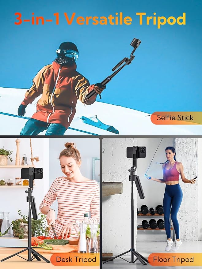 70" Auto Face Tracking Phone Tripod for iPhone w/Remote UTK-01 | For iPhone & Android, 360° Rotation, No App Needed, Remote Control, Gesture Control, Extendable Selfie Stick,1/4"Screw Mount - Image 5