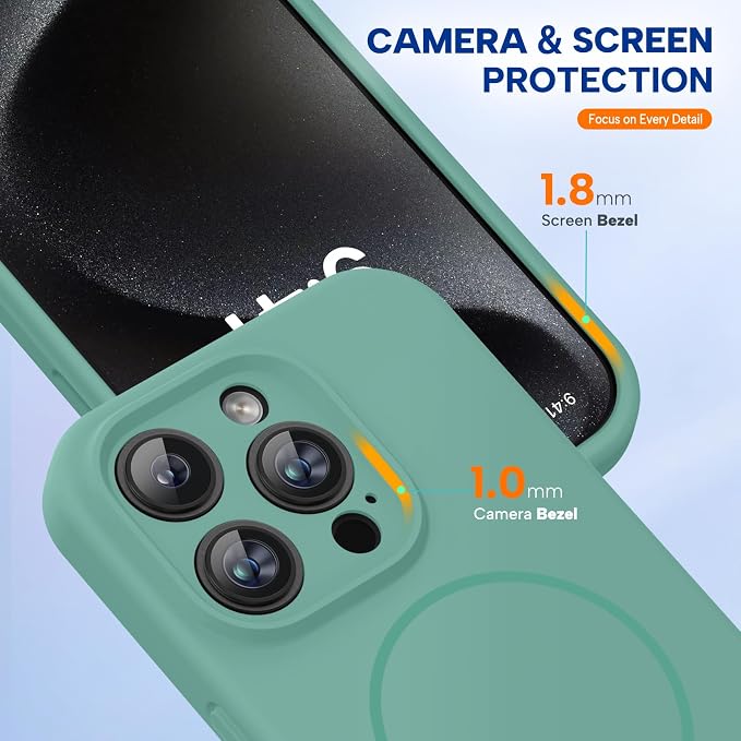 Miracase Magnetic for iPhone 15 Pro Case, Silicone, Soft Microfiber Lining - Image 4