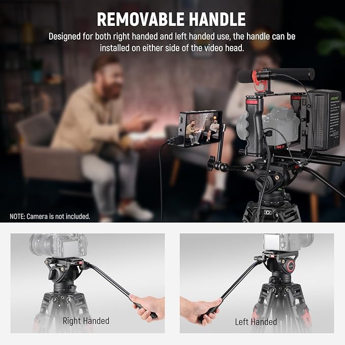 NEEWER 76" Video Camera Tripod with Fluid Head, One Step Quick Release Heavy Duty Aluminum Portable Tripod Stand with Cleaning Cloth, Dual Mode QR Plate for DSLR Camcorder, Max Load 17.6lb, LL27 - Image 7