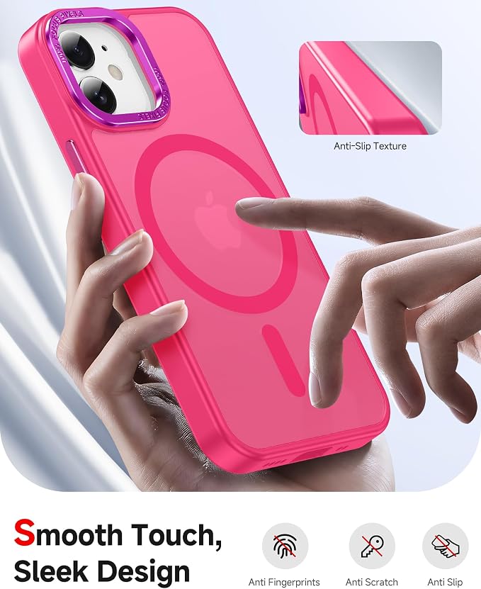 LeYi for iPhone-13 Mini Phone Case/iPhone-12 Mini Case:[ Screen Protector X2+ Camera Cover X2] Compatible with Magsafe i 13mini 12mini Cases Slim Magnetic Protective Rugged Fundas para, Hot Pink - Image 5