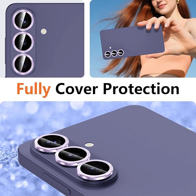 for Samsung Galaxy S26 Camera Lens Protector, Individual Metal Ring Tempered Glass Lens Cover, [Strong Adsorption] Scratch Resistant Ultra-Thin HD Clear Lens Cover, 1 Set-Lavender - Image 8