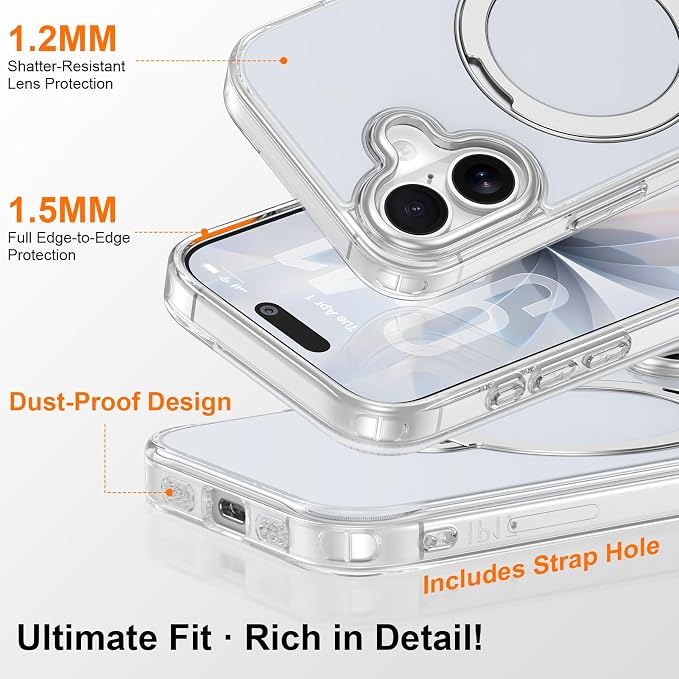 360° Magnetic Ring Stand for iPhone 17 Case,[Compatible with MagSafe] | [Military Drop Protection] Shockproof Phone Case for iPhone 17 6.3'' Magnetic Phone Cover Adjustable Kickstand,Frosted Blue - Image 5