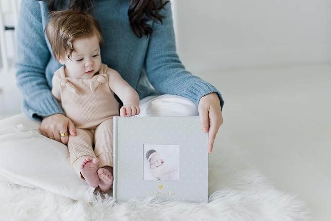 Pearhead Baby Photo Album, Holds 200 Pictures, Polka Dots, Gray | Holds 200 4x6" Pictures with Space for Notes, Memory Keepsake Book for New and Expecting Parents, Gender-Neutral, Baby Gift - Image 4