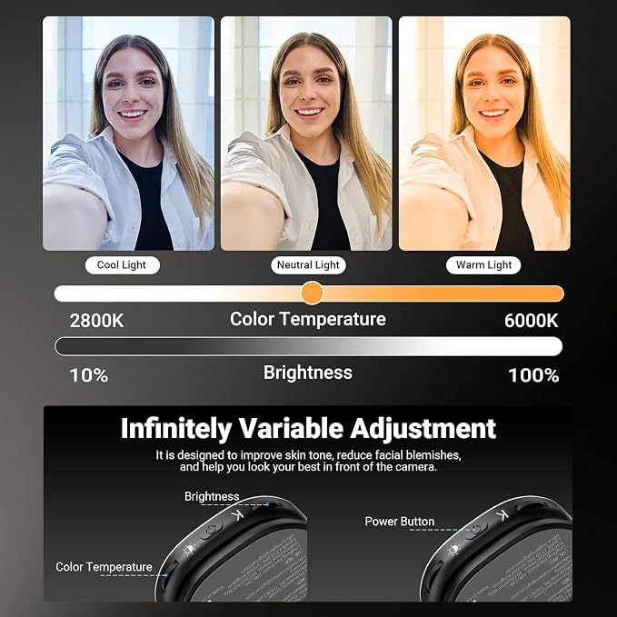 NEEWER Basics Magnetic Selfie Light Compatible with MagSafe iPhone, 2W Bi Color Small LED Phone Fill Ring Lighting CRI95+ with 360° Swivel, Mirror for Makeup Video Conference Recording, NL72B Black - Image 6