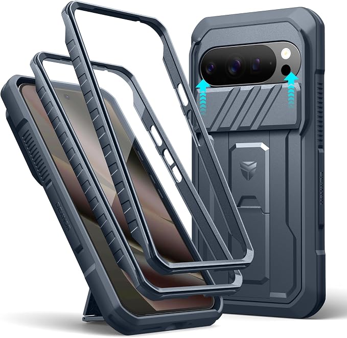 Dexnor for Google Pixel 10 Pro XL Case with Slide Camera Cover & 2 Front Frames & Built-in Screen Protector & Kickstand, Full-Body Shockproof Protective Cover Rugged Bumper Cases,Navy Blue(2025) by Dexnor