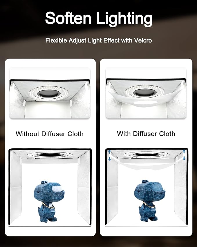 Light Box Photography, 16x16 Inch Photo Light Box with 160 Dimmable LED Lights (CRI 97+), 6 PVC & 2 Paper Backdrops, Portable Studio Box for Product Photography: Jewelry, Food, Shoes - Image 5
