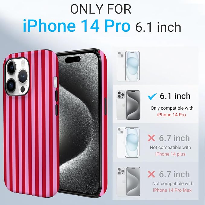 TPU Phone Case for iPhone 14 Pro, MagSafe Wireless Charging Compatible, Shockproof Slim Fit Protective Cover with Anti-Yellowing & Raised Camera Protection (Stripes 4, iPhone 14 Pro) - Image 2
