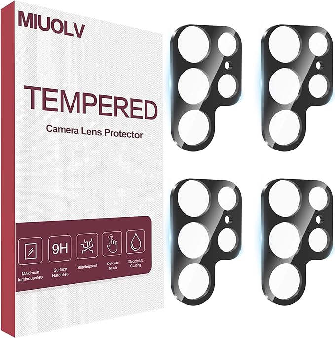 4 Pack Camera Lens Protector Compatible with Samsung Galaxy S22 Ultra | 9H Tempered Glass Camera Screen Protector, Bubble Free, Scratch-Resistant, Case Friendly, High Definition by MIUOLV