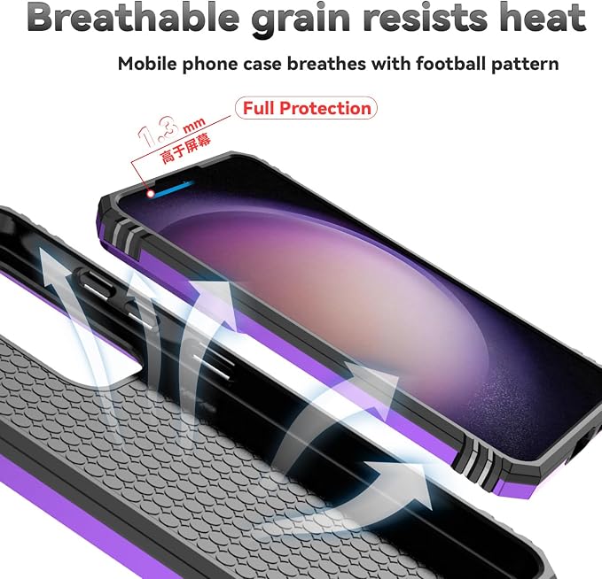 for Samsung Galaxy S24 Plus Case with Camera Lens Cover HD Screen Protector, Military-Grade Drop Tested Magnetic Ring Holder Kickstand Protective Phone Case for Samsung Galaxy S24 Plus (Purple) - Image 9