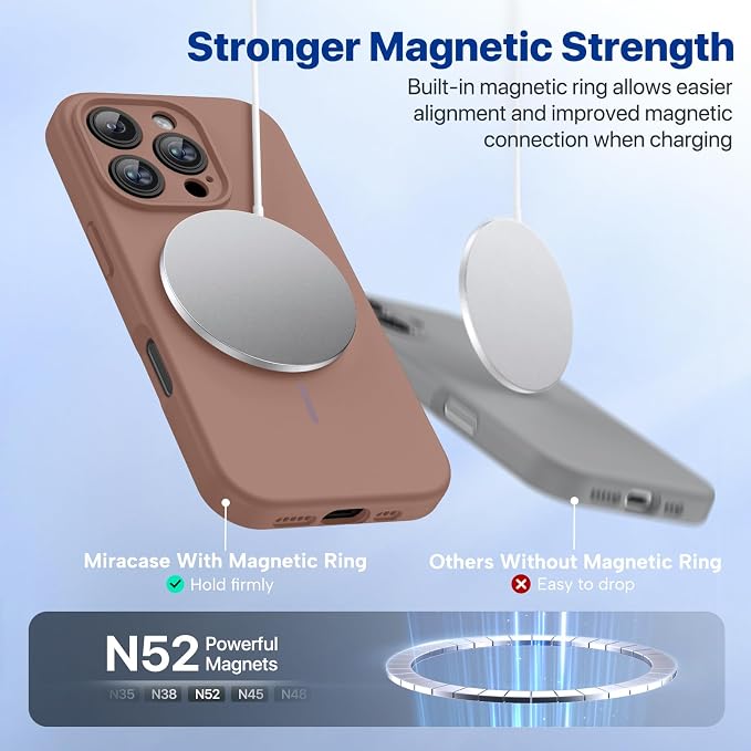 miracase Magnetic for iPhone 16 Pro Max Case, [Soft Anti-Scratch Microfiber Lining], Compatible with MagSafe, Liquid Silicone Case Shockproof Drop Protection Phone Case for 16 ProMax,Chocolate | Compatible with MagSafe, Soft Microfiber Lining, Premium ... - Image 4