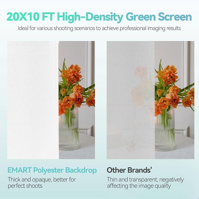 EMART Heavy Duty Photo Backdrop Stand Kit 10 x 10 FT with White Backdrop | Background Stand Backdrop-White, 6Clamps, 2Sandbags for Photography Studio, Video Recording, Live Stream, Zoom, Portrait, Pet - Image 6